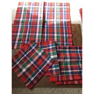 Set of Global Home 100 Percent Cotton Napkins. Red Striped